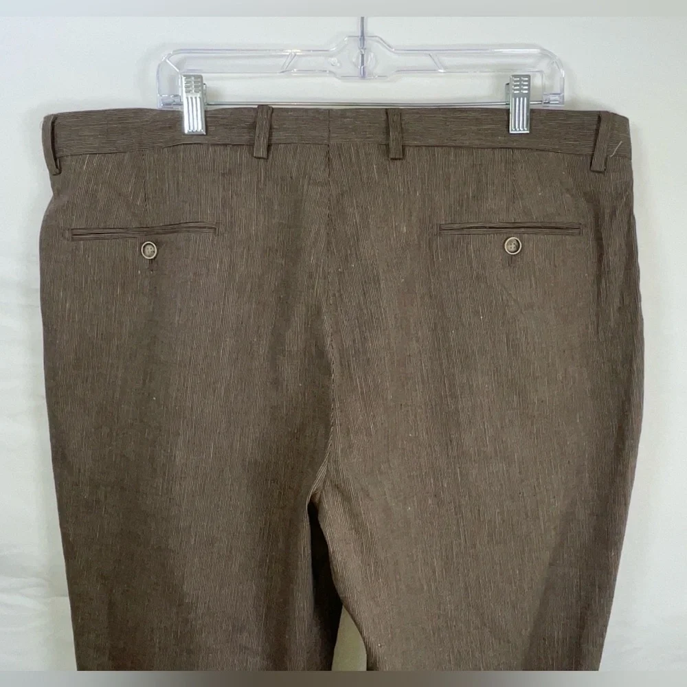 NWT Joseph Abboud Heritage Nova Fides Linen Blend Dress Pants Sand Sz 40 raw hem